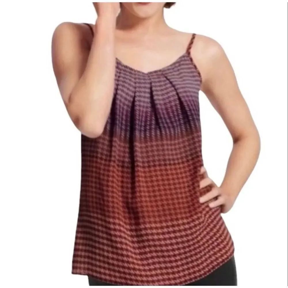 Cabi Style 555 Pleated Houndstooth Lined Cami Tank Top size M